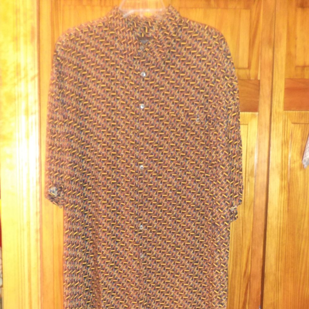 DIAMANTE COUTURE COLLECTION multi color print S/S button front shirt ssz XL men